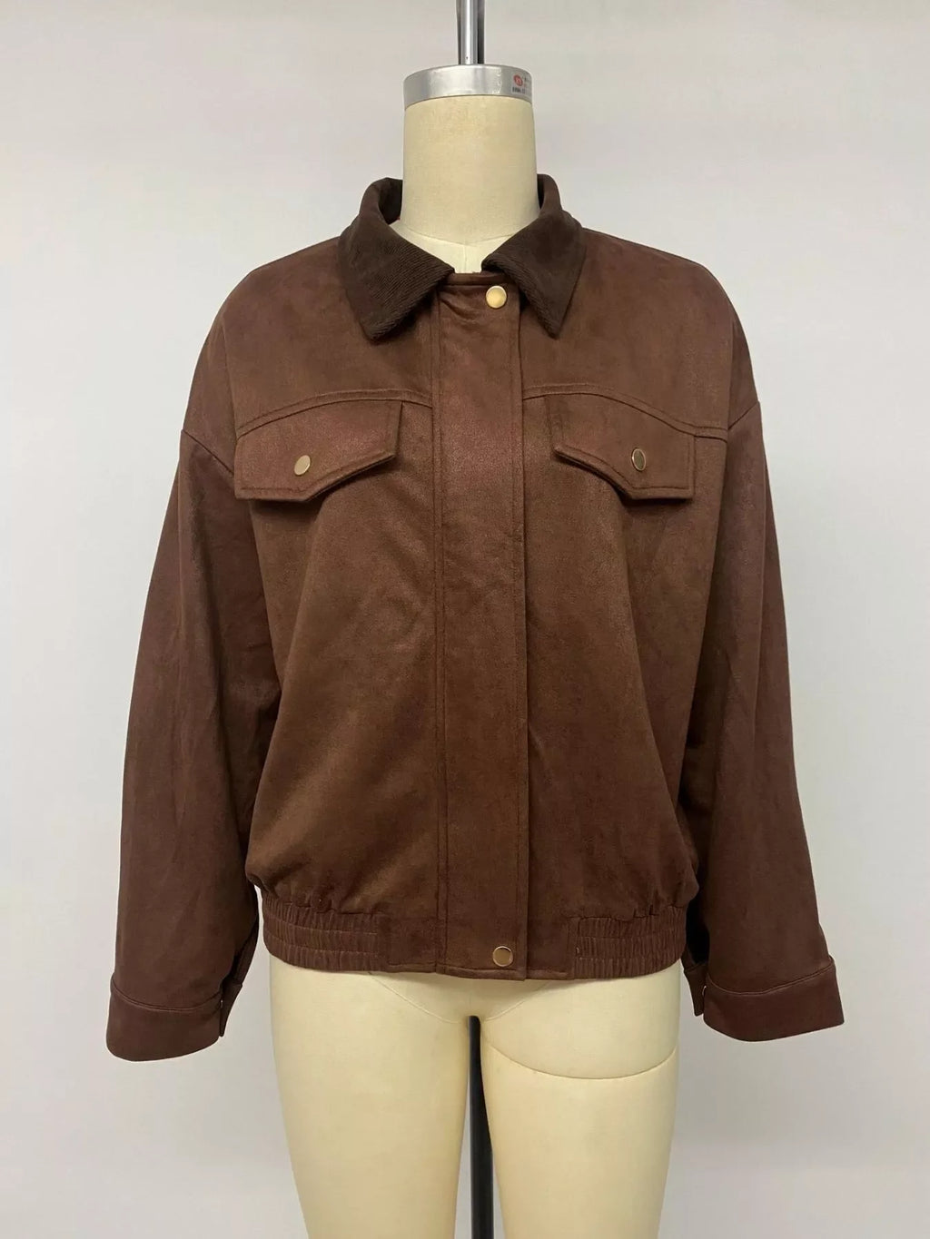 Corduroy Collar Zip-Up Jacket