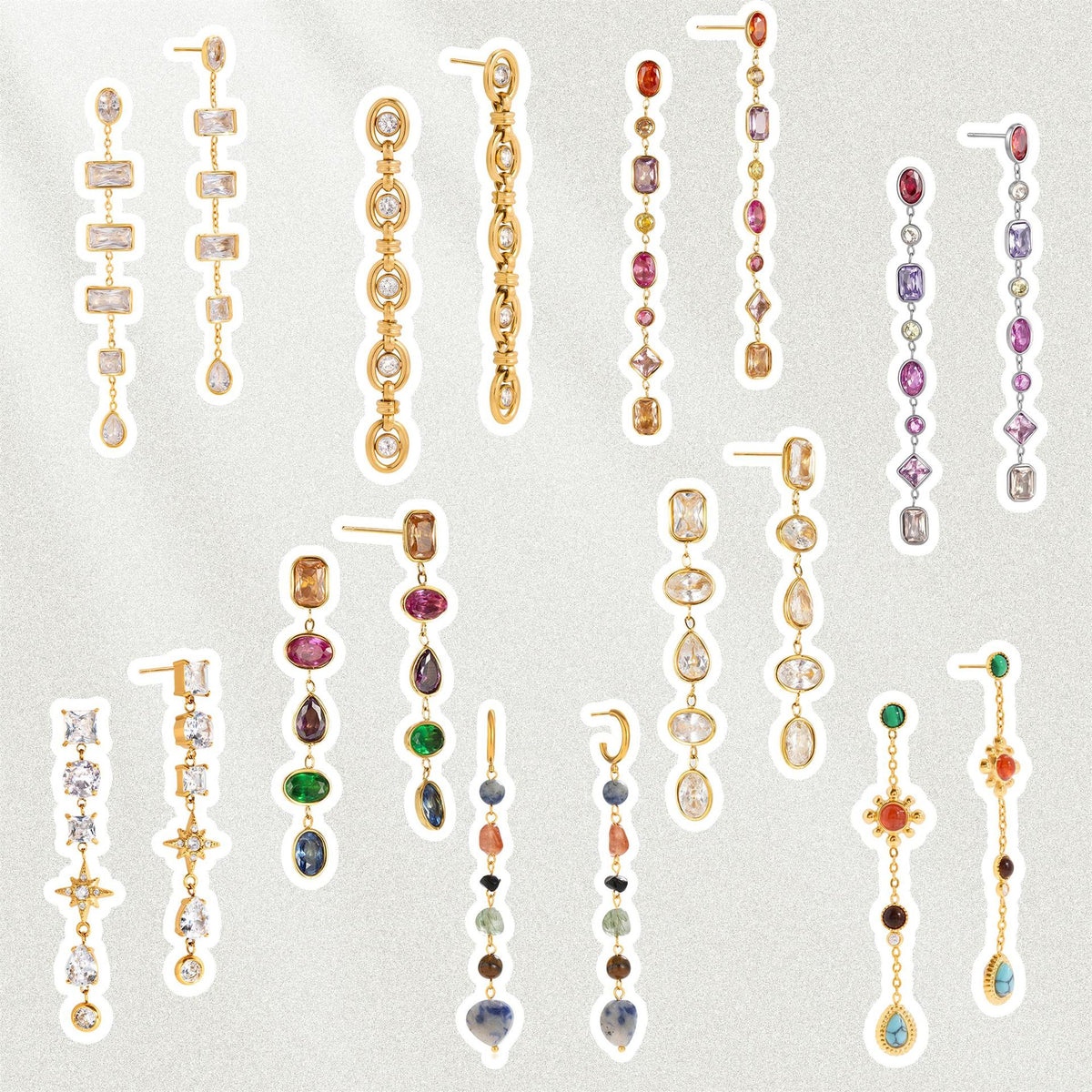 Color Zircon Tassel Earrings Collection