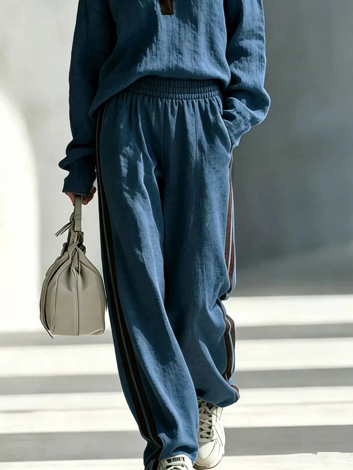 Long Sleeve Top and Side-Striped Joggers Set