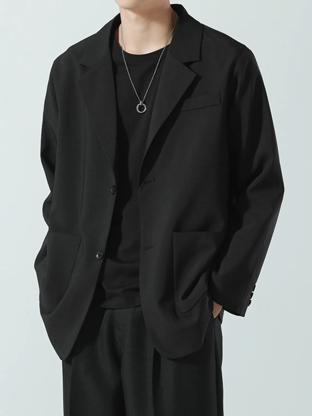 Men's Full Size Lapel Collar Long Sleeve Blazer Plus Size