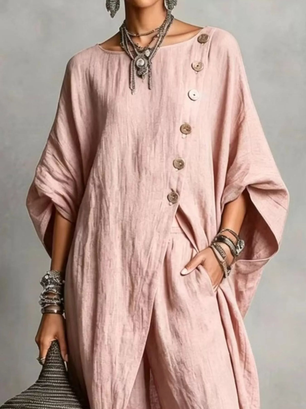 Full Size Asymmetric Button-Down Top and Wide-Leg Pants Set Plus Size