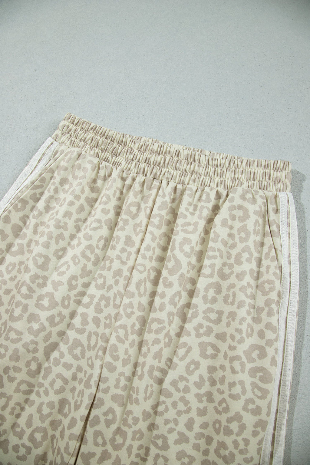 Pink Leopard Print Varsity Striped Detail 3/4 Sleeve Top Shift Pant Set