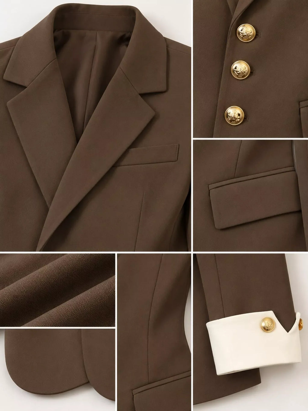 Full Size Single-Breasted Blazer with Gold Button Accents Plus Size
