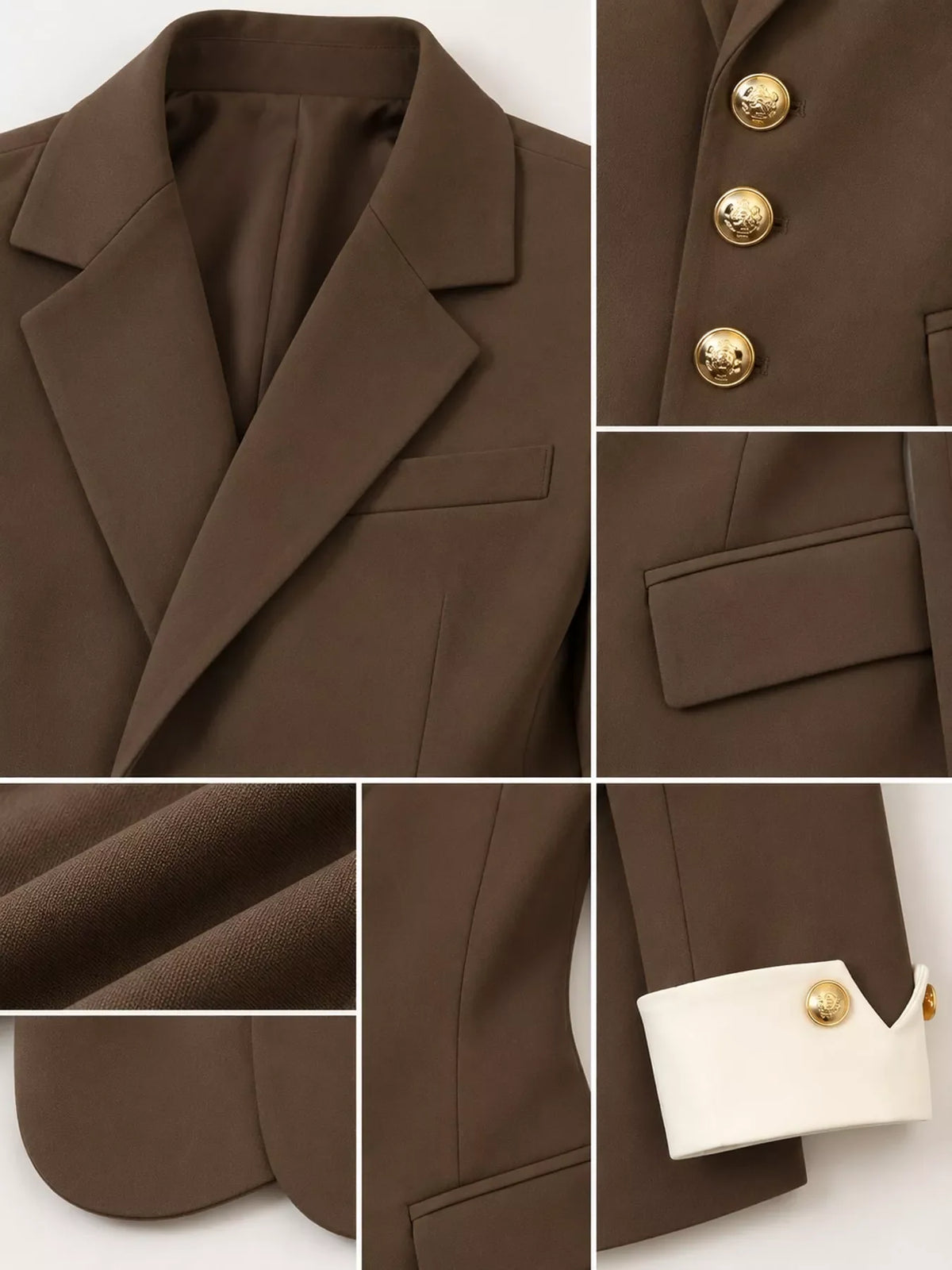 Full Size Single-Breasted Blazer with Gold Button Accents Plus Size