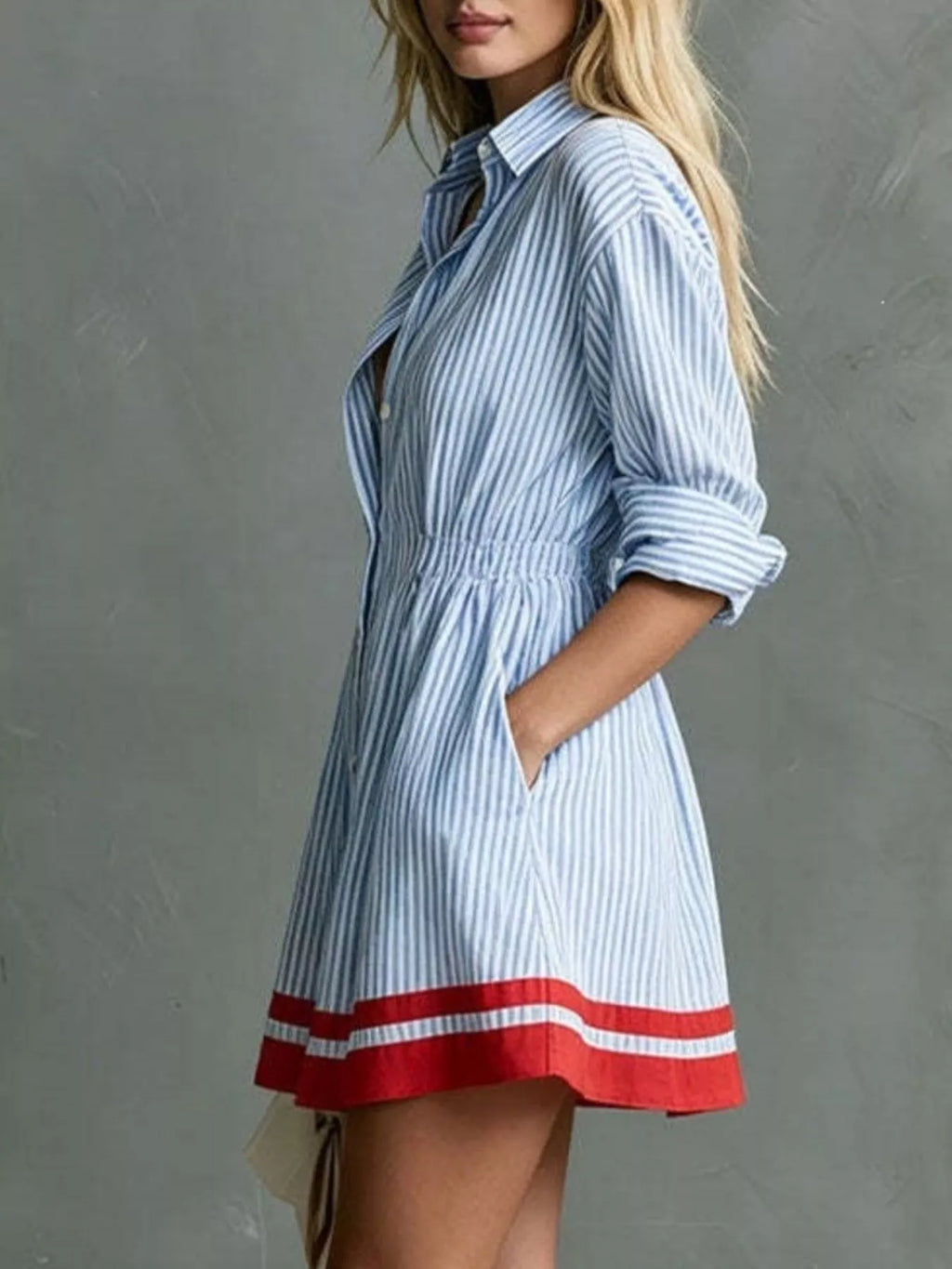 Striped Long Sleeve Shirt Dress