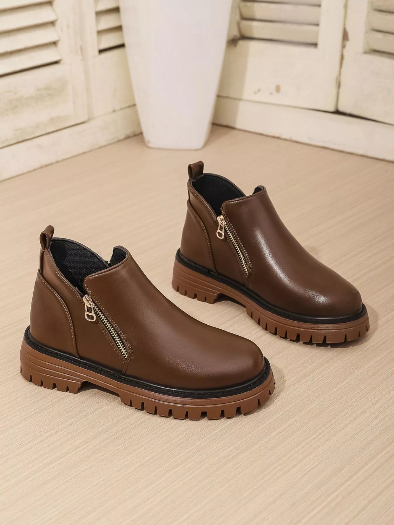 Leather Chelsea Boots with Side Zipper