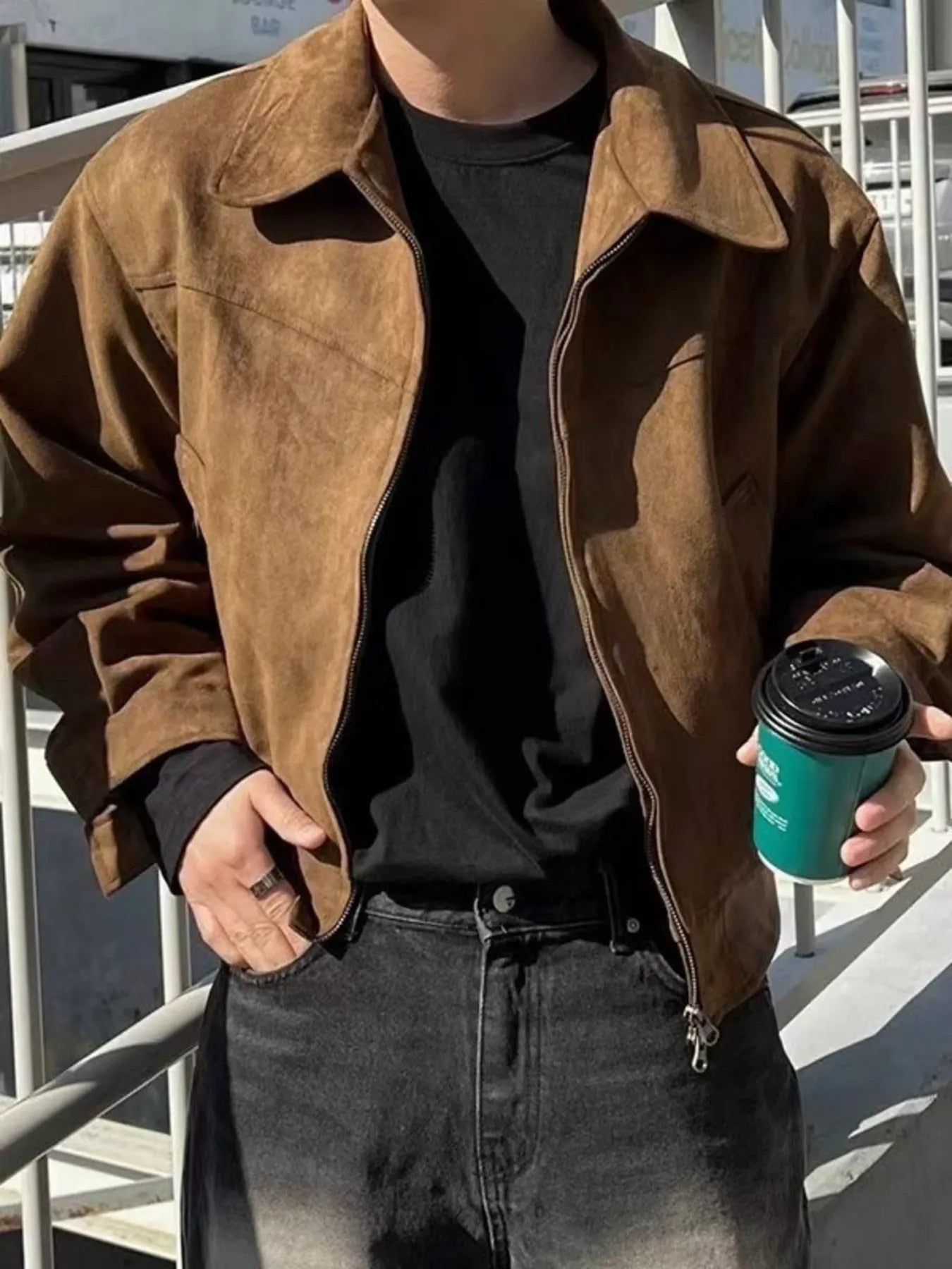 Men's Plus Size Zip Up Long Sleeve Jacket