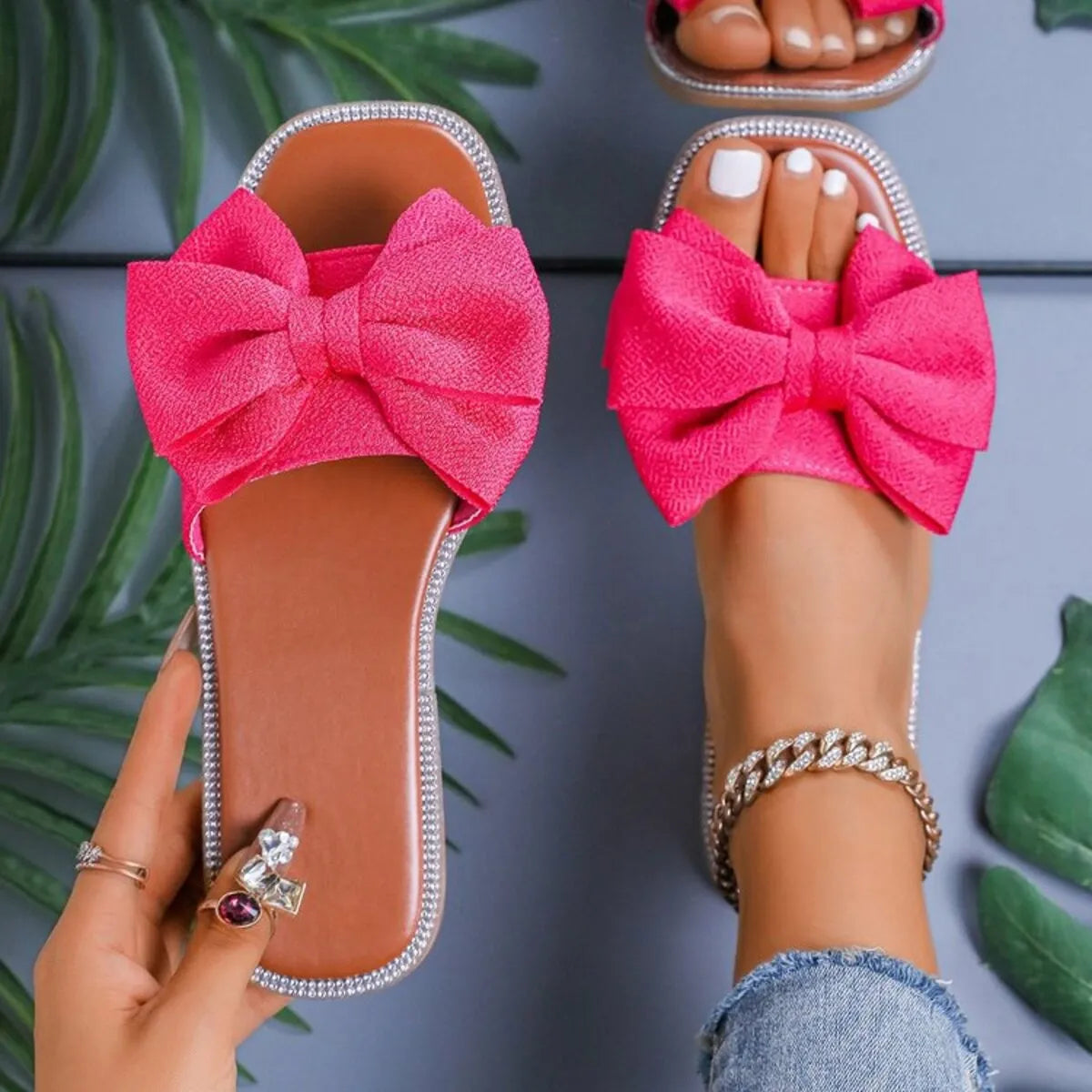 Bow Open Toe Flats Sandals