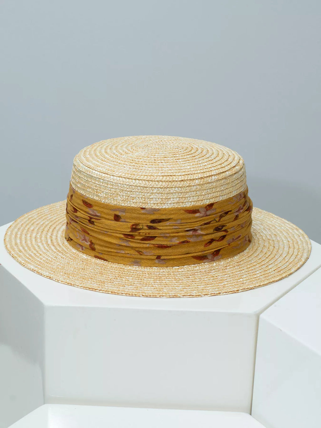Ribbon Straw Boater Hat