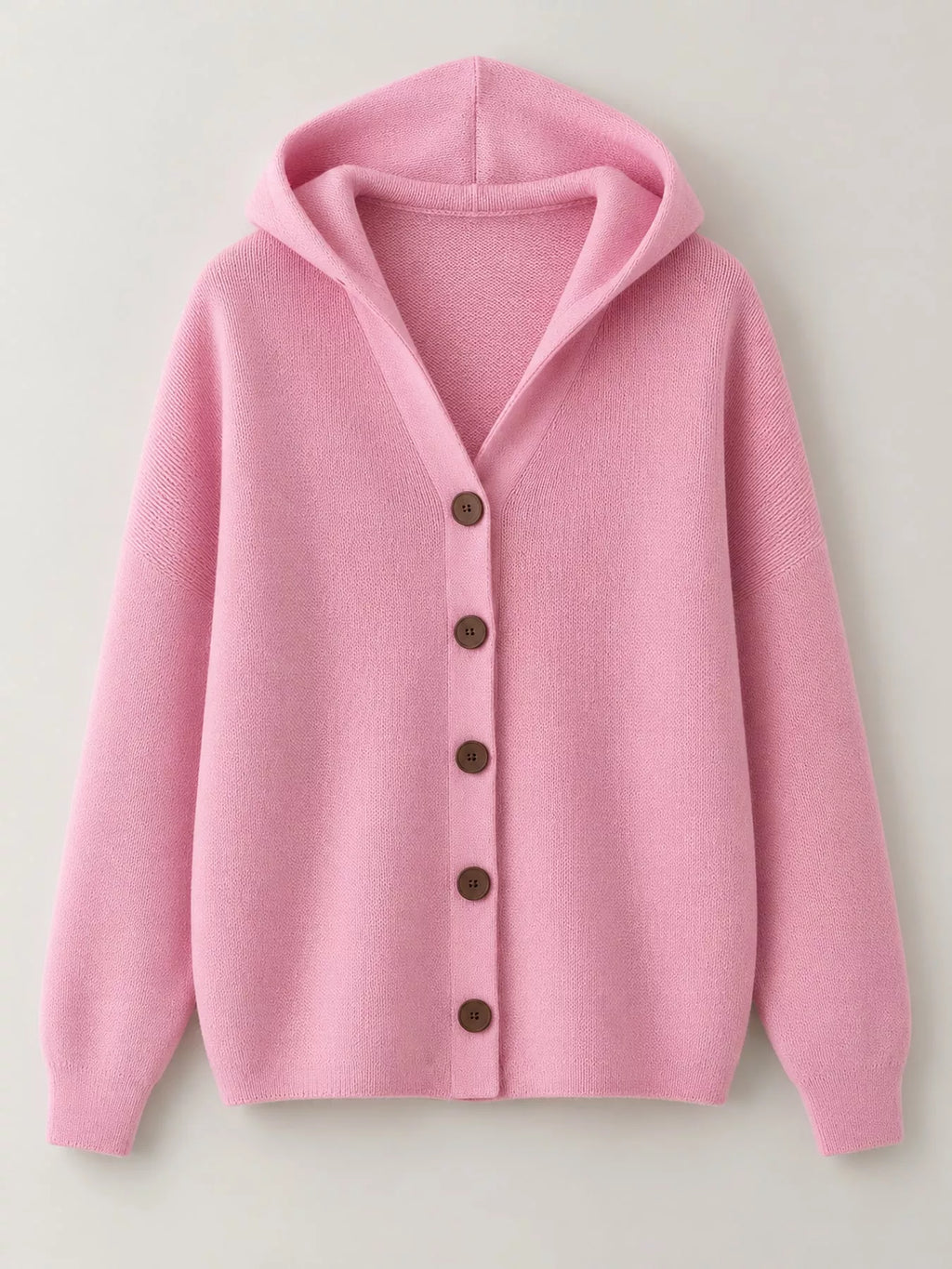 Full Size Hooded Button-Down Knit Cardigan Plus Size