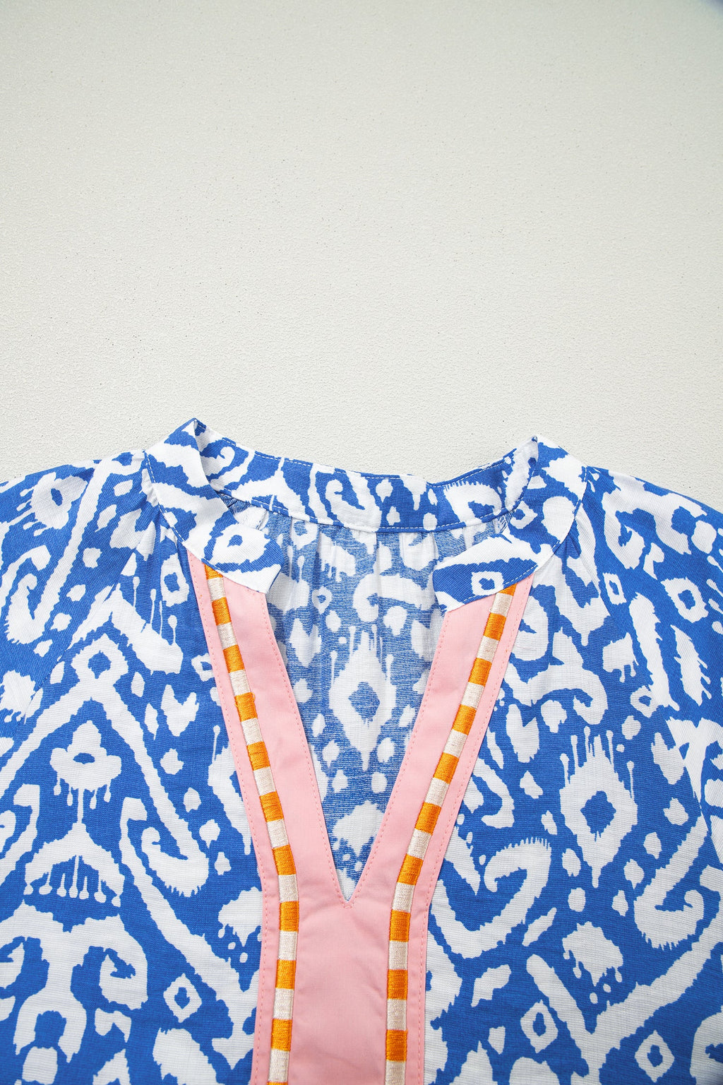 Blue Western Fashion Print Striped Color Block Patchwork Shift Mini Dress