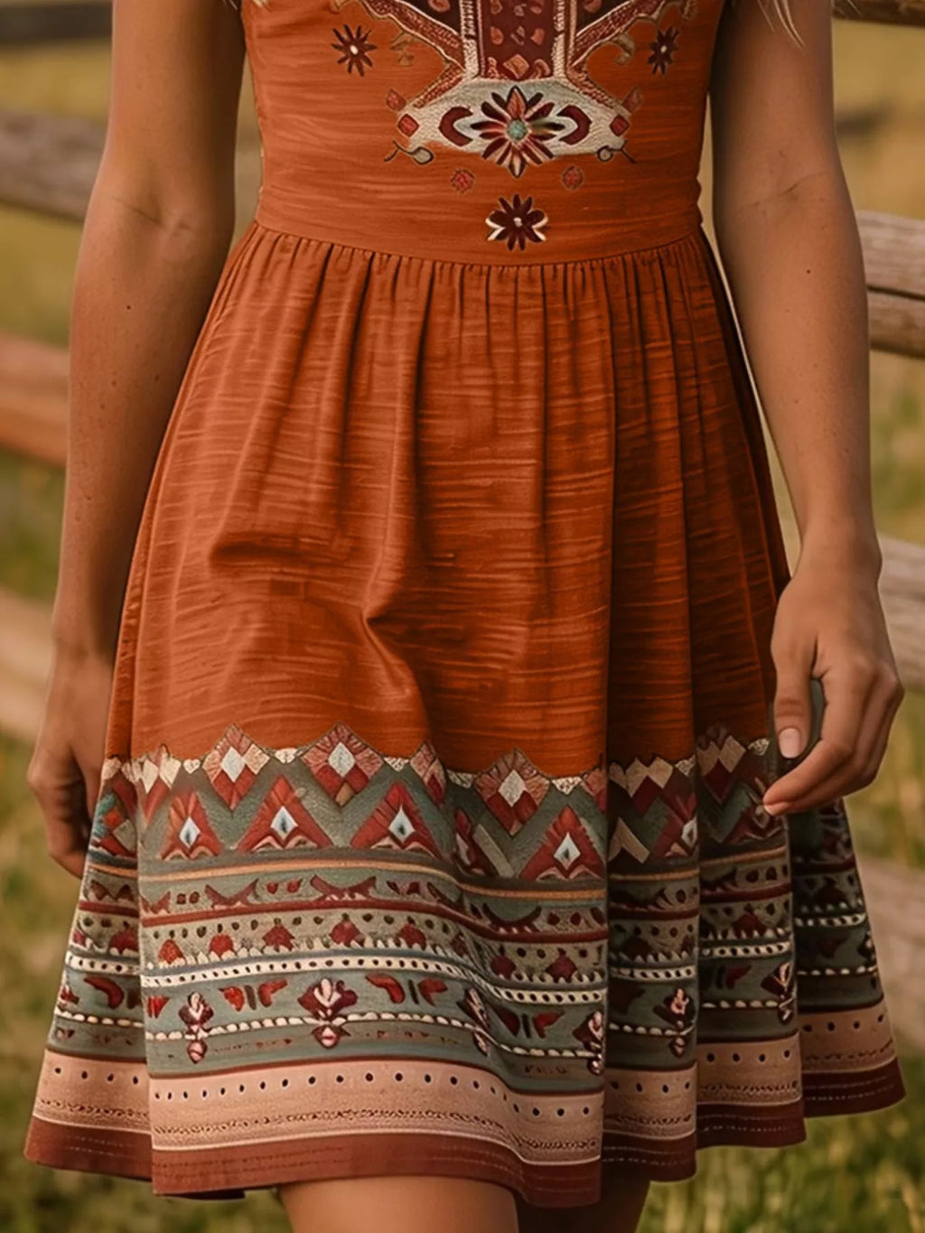 Tribal Print Sleeveless A-Line Summer Dress