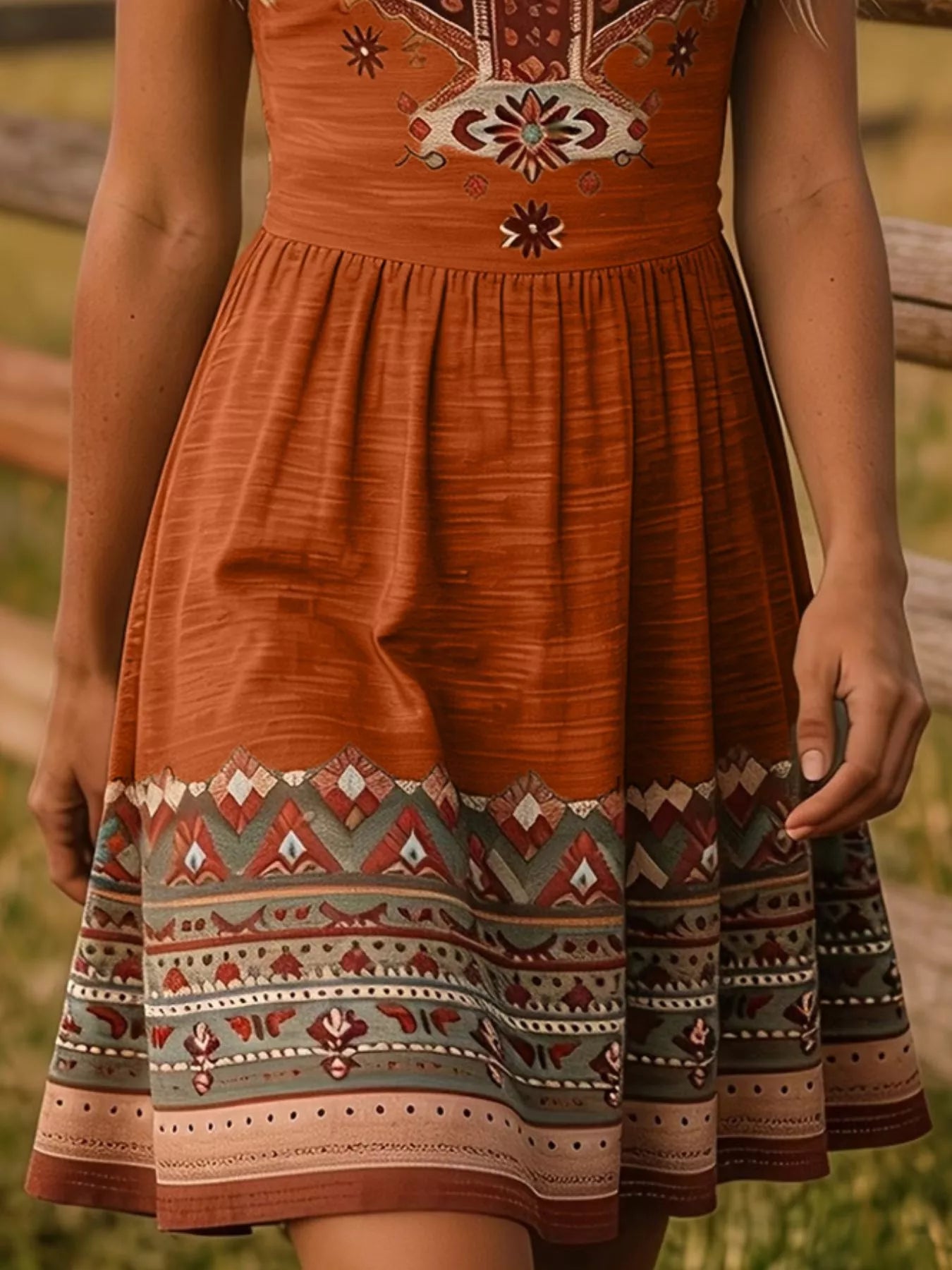 Tribal Print Sleeveless A-Line Summer Dress