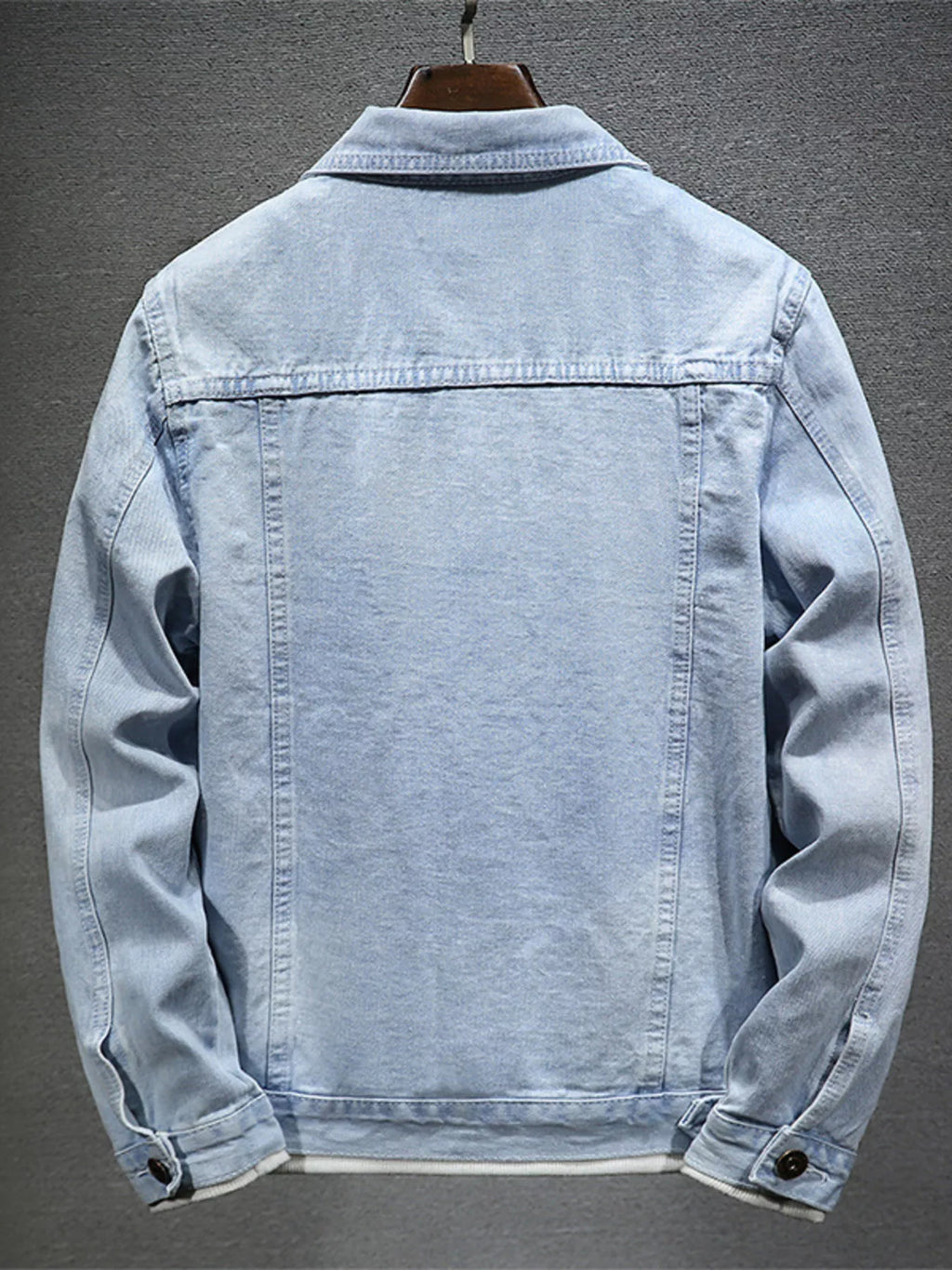 Men's Plus Size Button Up Long Sleeve Denim Jacket