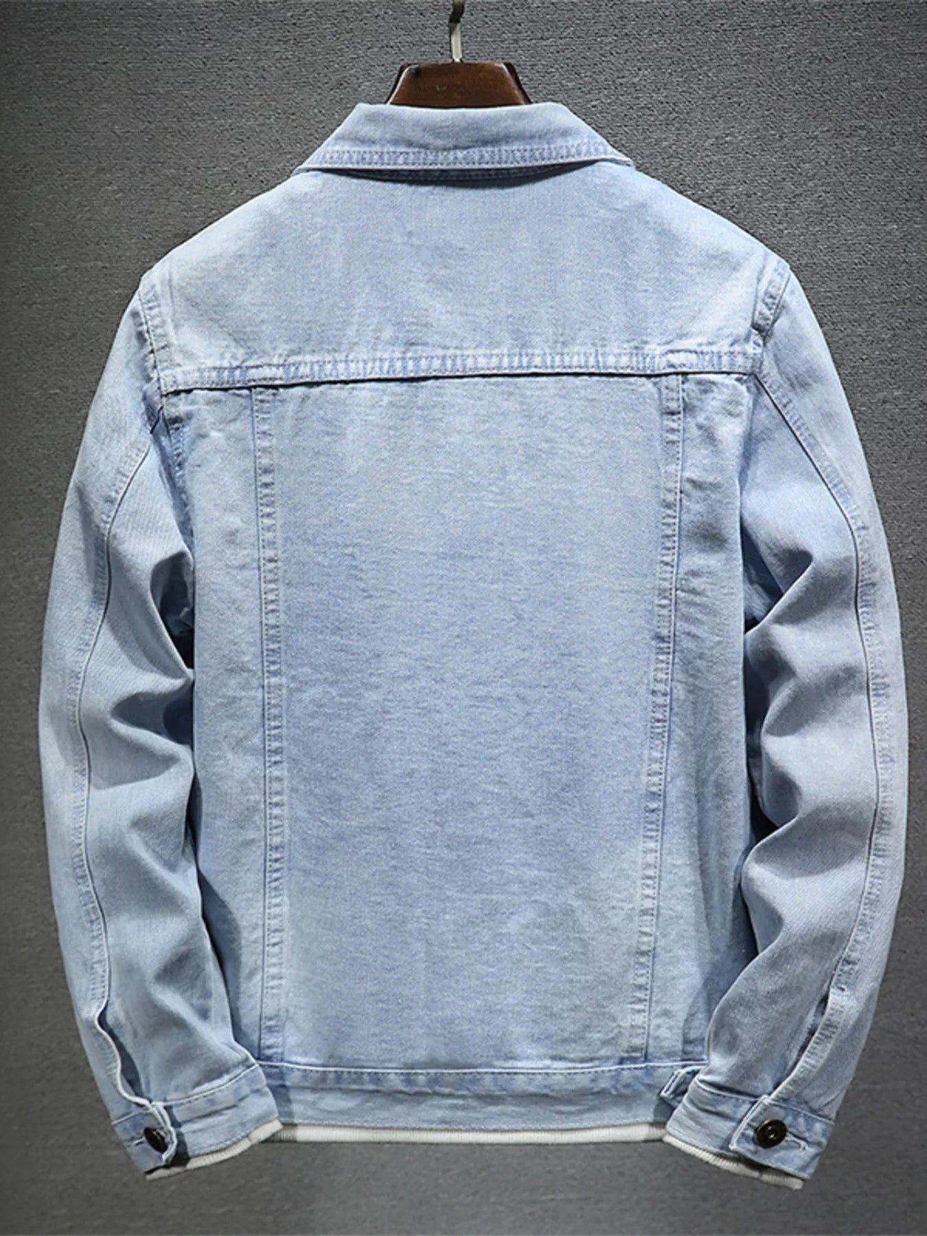 Men's Plus Size Button Up Long Sleeve Denim Jacket
