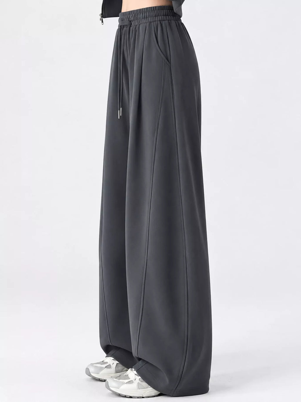 Full Size Drawstring Loose Fit Wide-Leg Sweatpants Plus Size