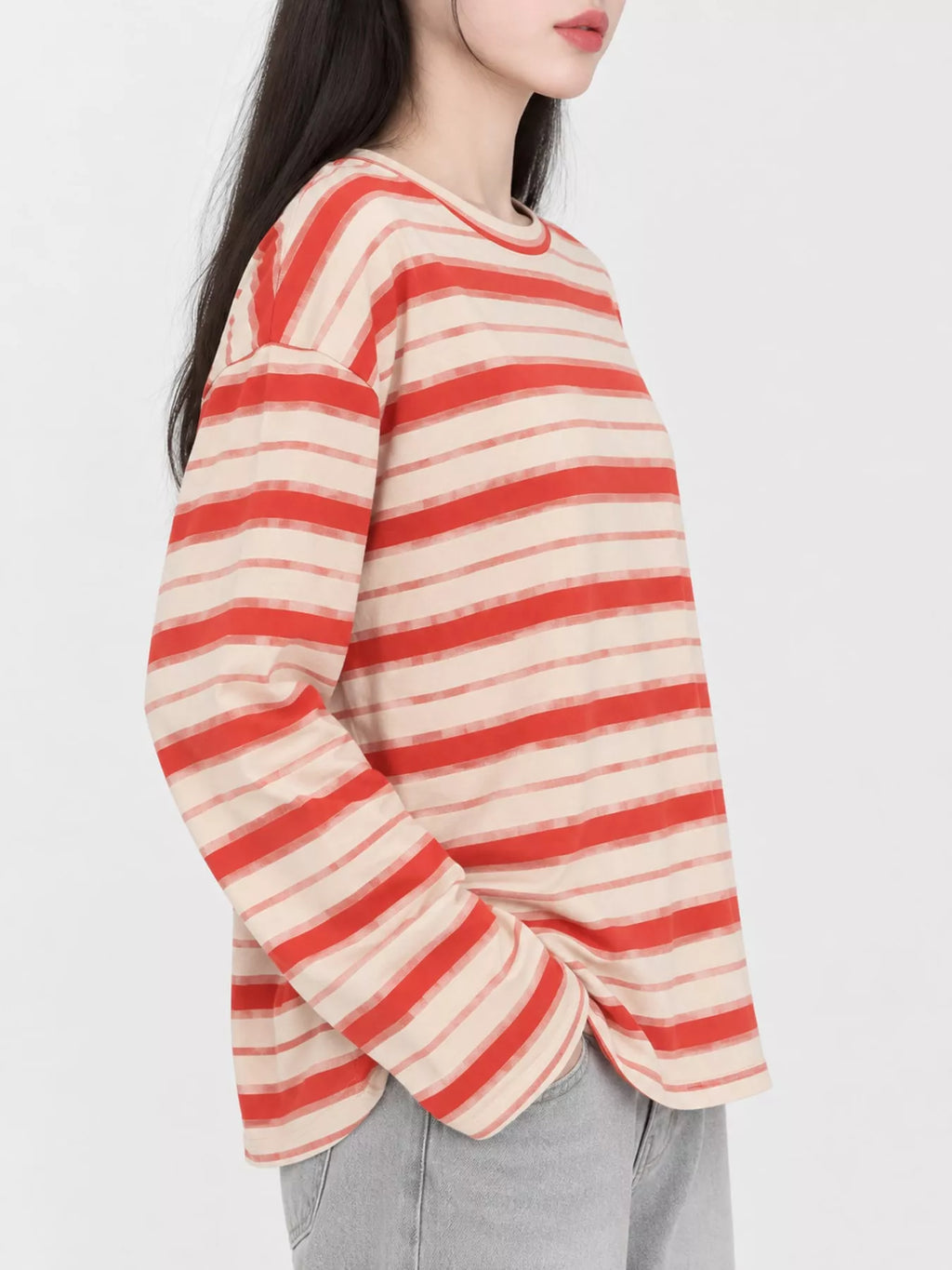 Oversized Striped Crew Neck T-Shirt