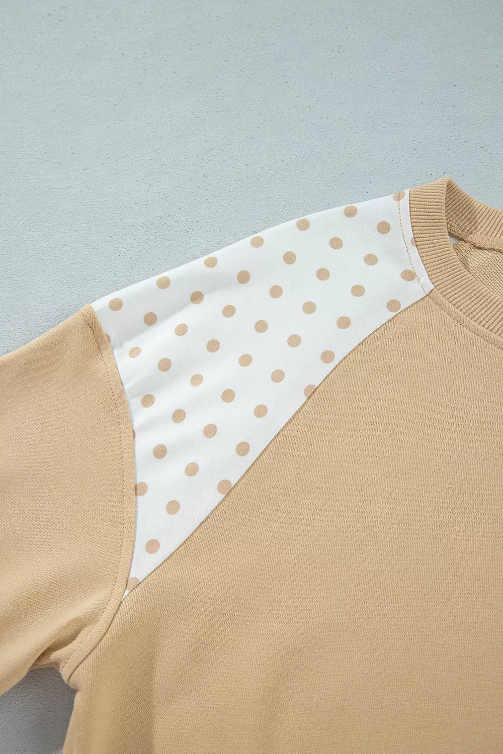 Polka Dot Patchwork Colorblock Long Sleeve Casual Two Piece Pants Set