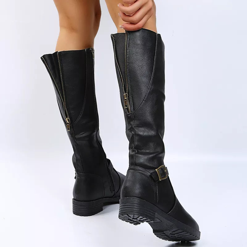 Round Toe Block Heels Boots