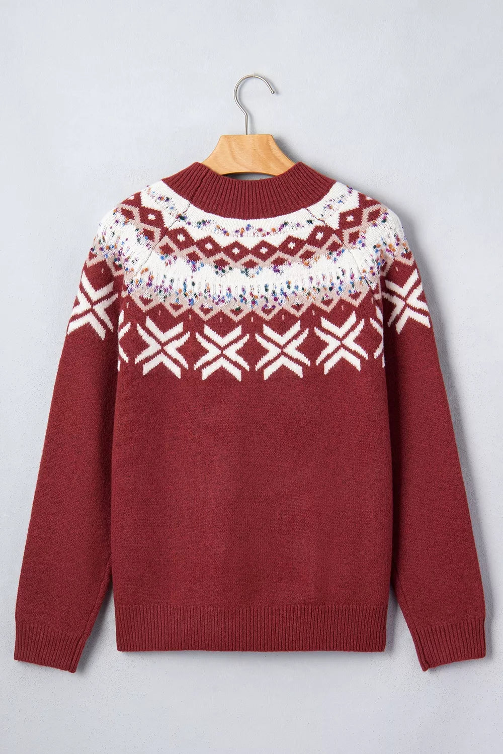 Christmas Theme Geometric Pattern Knit Round Neck Shift Sweater
