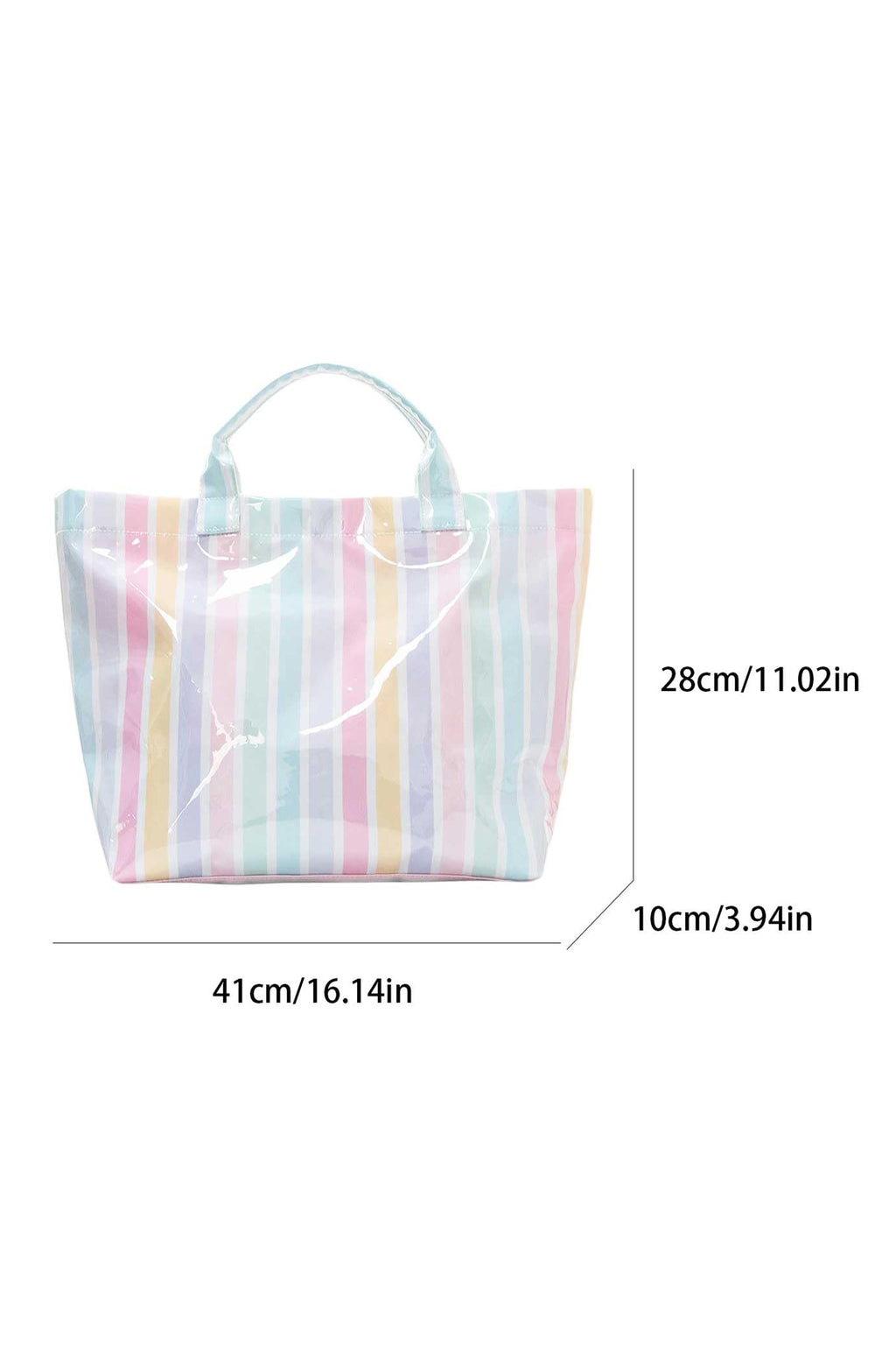 Rainbow Glossy Striped Vinyl Large Tote Bag