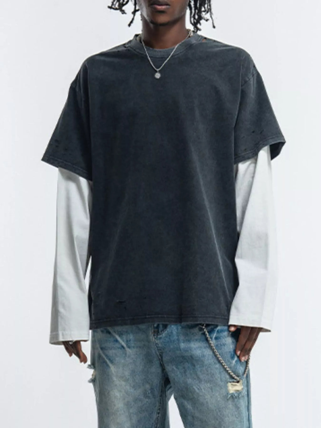 Men's Fake Two-Piece Long Sleeve T-Shirt