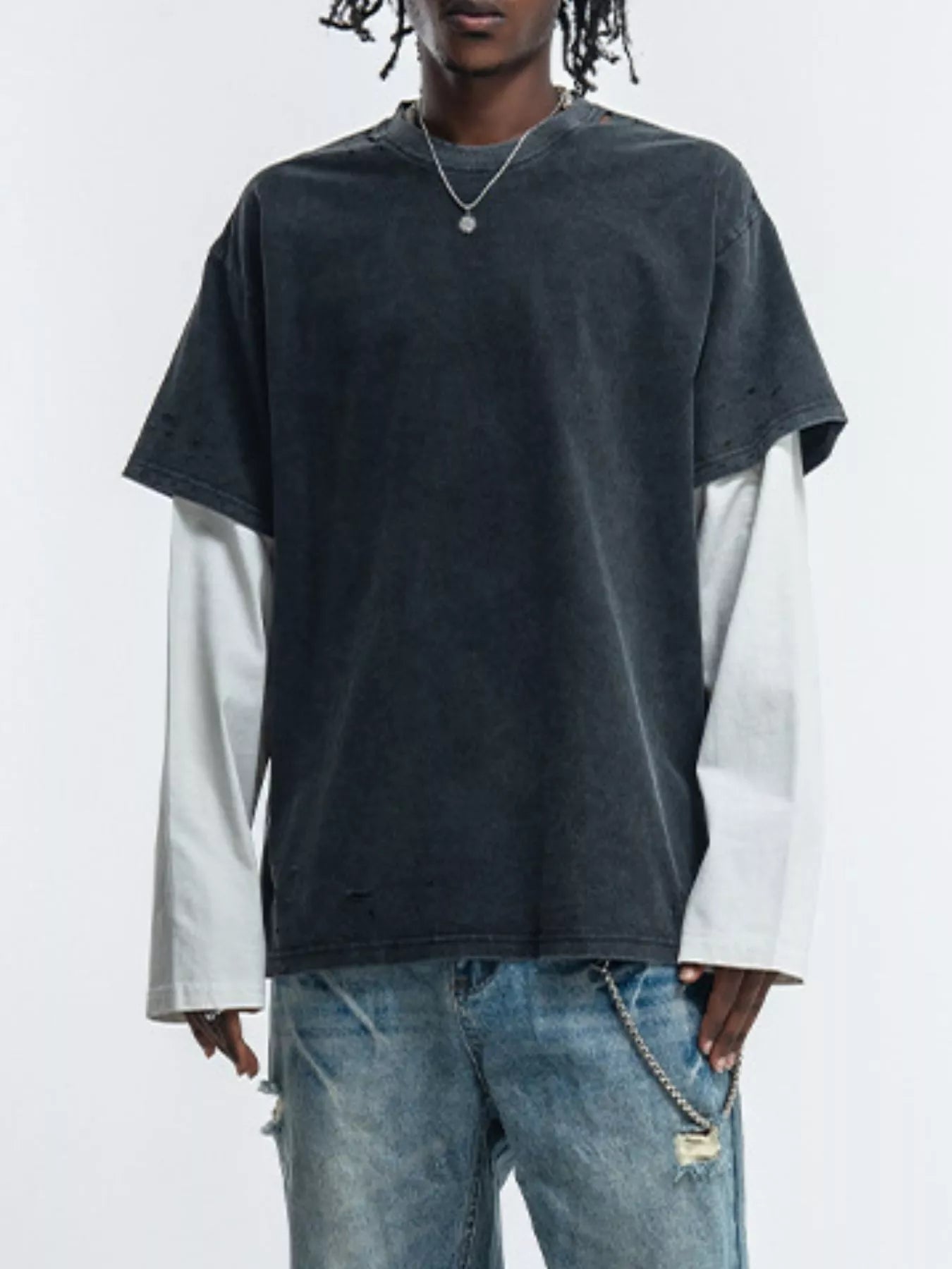 Men's Fake Two-Piece Long Sleeve T-Shirt
