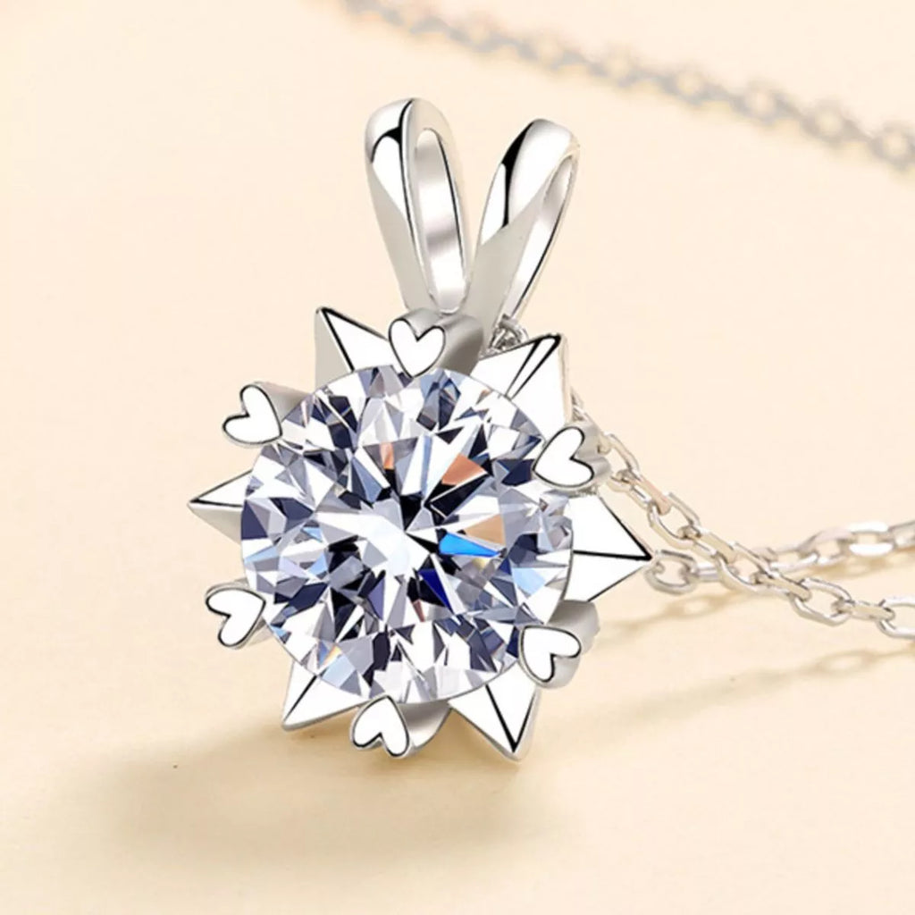 1 Carat 925 Sterling Silver Moissanite Pendant Necklace
