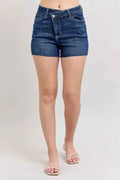 High Waist Criss-Cross Waistband Denim Shorts – Plus Size