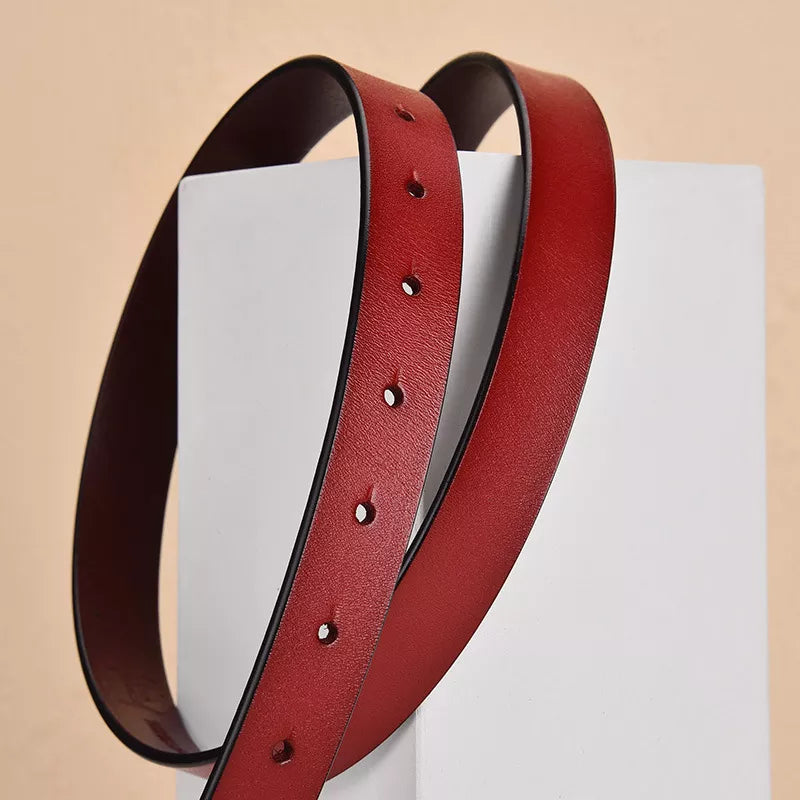 Triangle Buckle Leather Skinny Belt