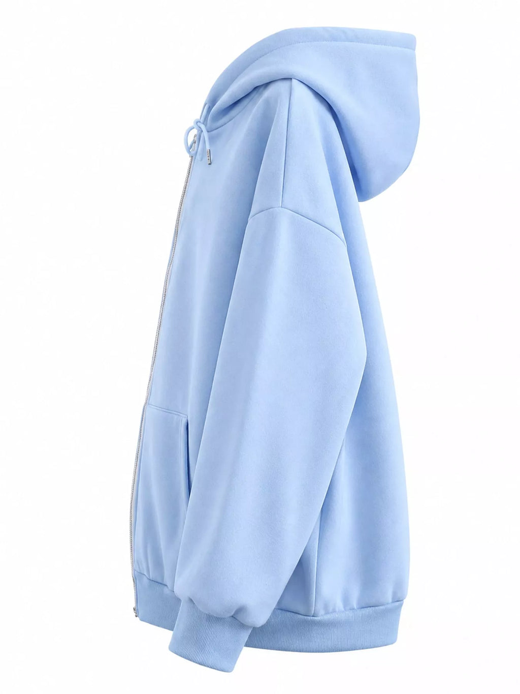 Full Size Oversized Solid Zip-Up Hoodie with Drawstring Plus Size