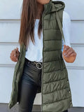 Zip Up Longline Hooded Puffer Vest Coat