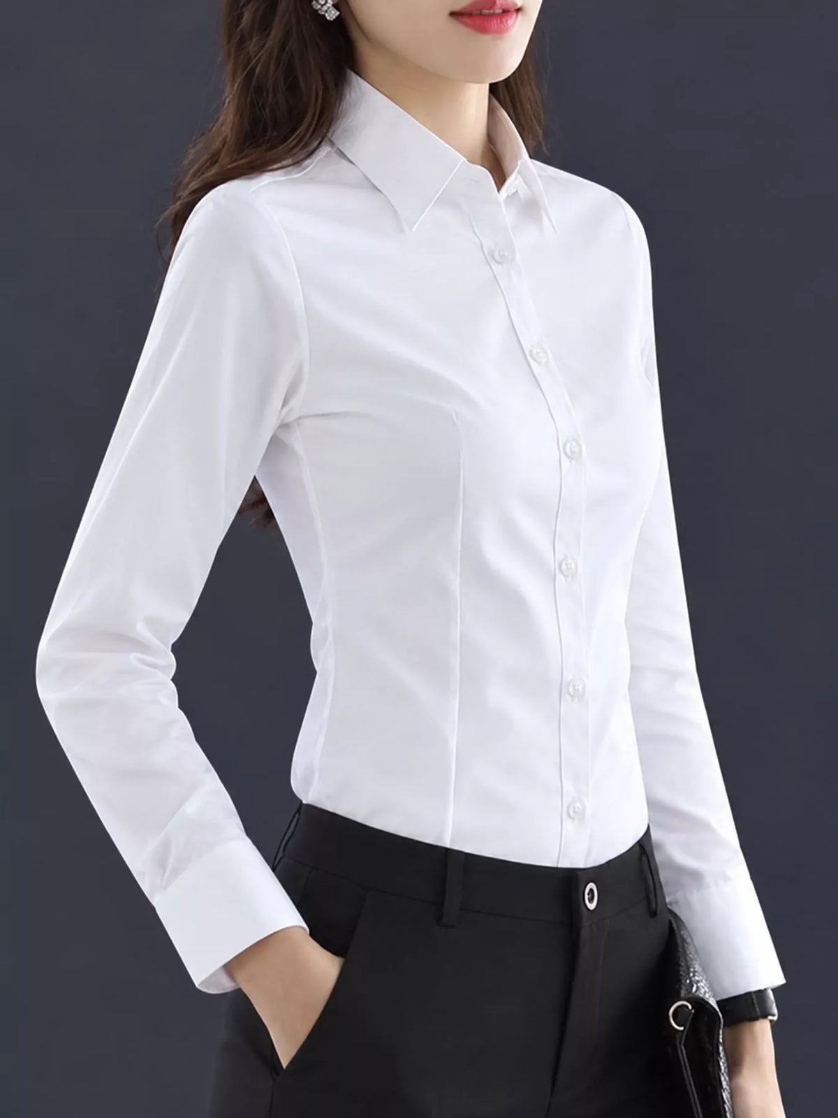 Full Size Classic Slim-Fit Button-Down Shirt Plus Size