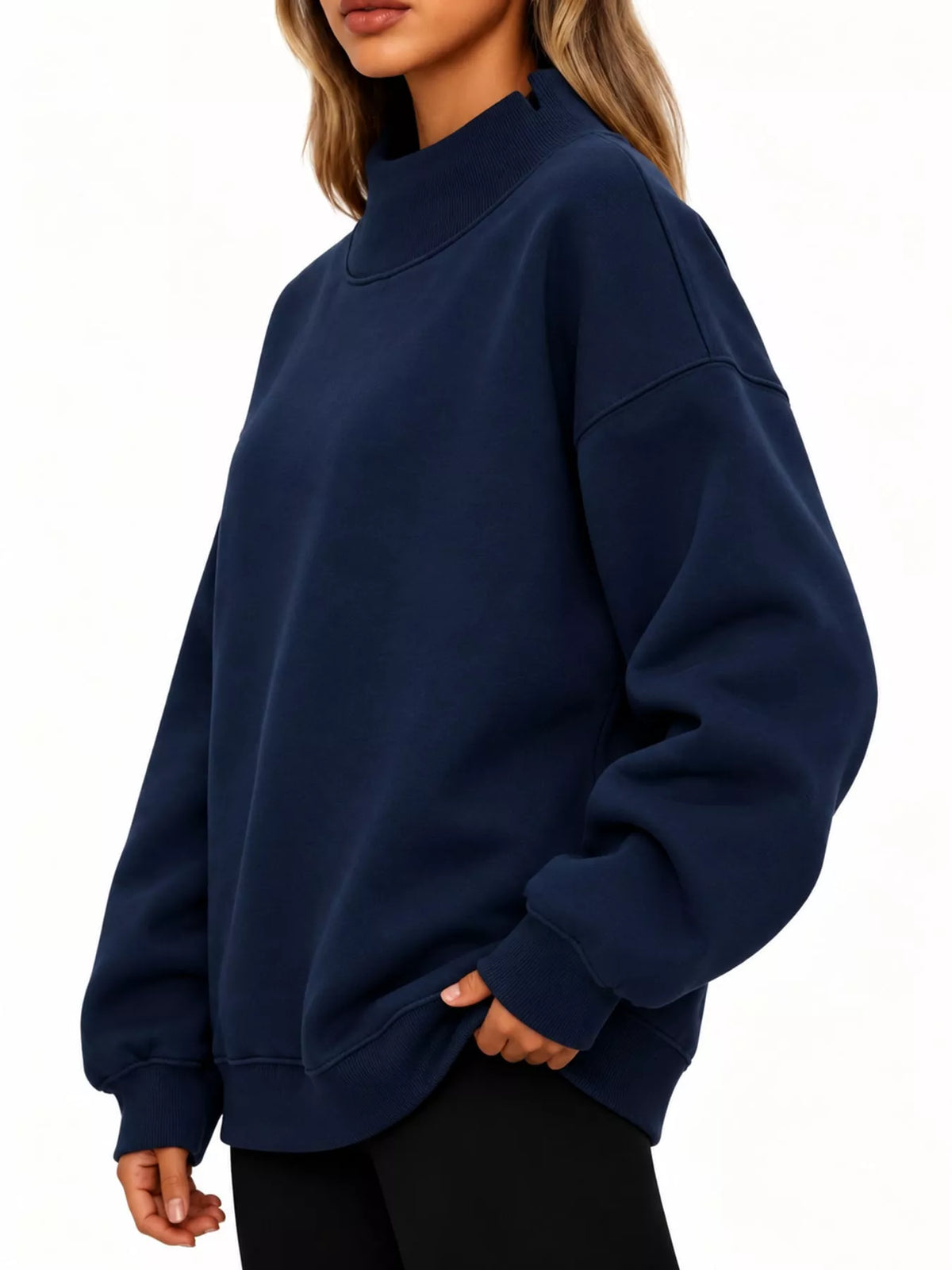 Oversized Mock Neck Long Sleeve Sweatshirt