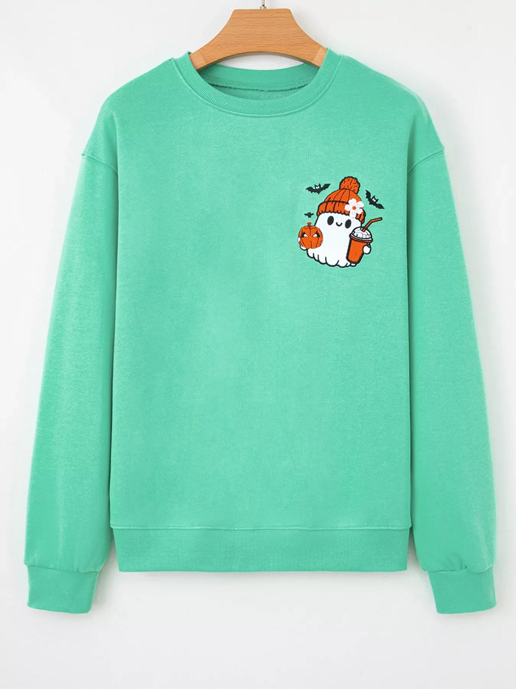 Halloween Ghost Embroidered Casual Sweatshirt