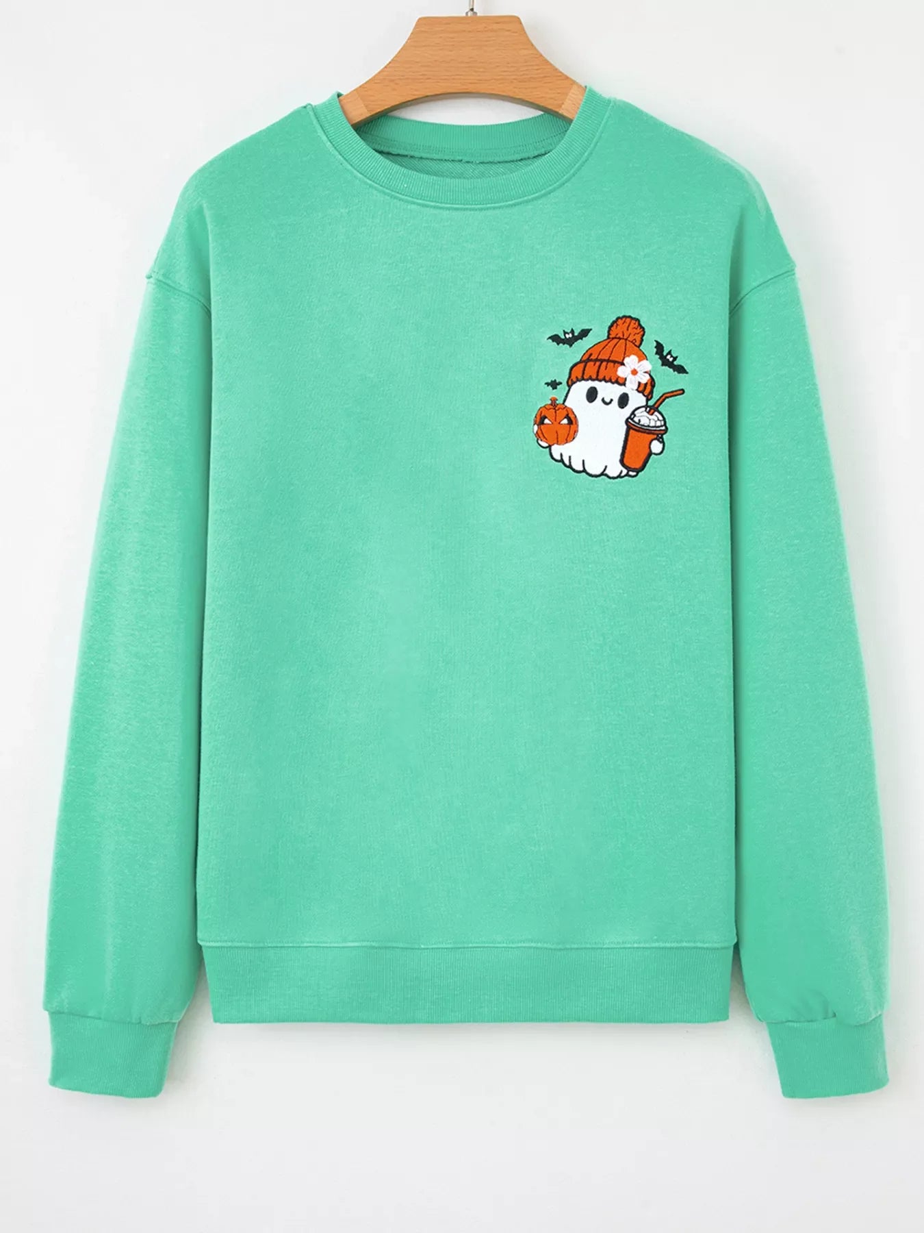 Halloween Ghost Embroidered Casual Sweatshirt