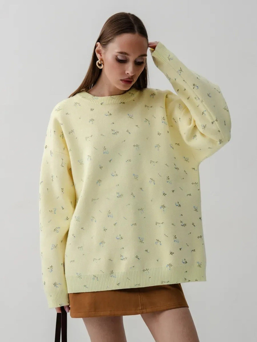 Floral Dropped Shoulder Oversized Sweater