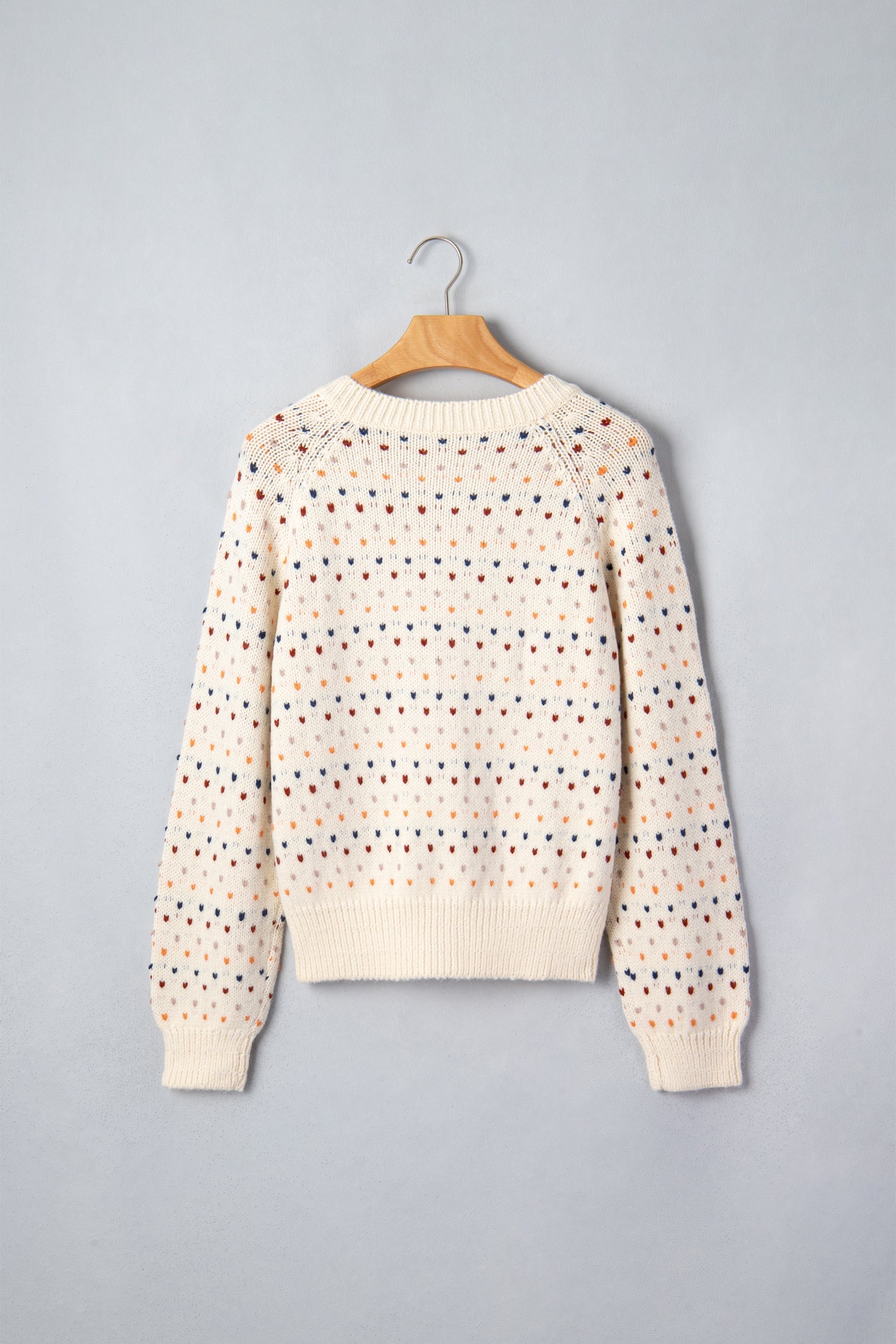 Beige Geometric Print Button Front Long Sleeve Regular Fit Cardigan