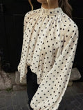 Polka Dot Balloon Sleeve Blouse