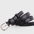 Leather Skinny Belt with Silver Buckle