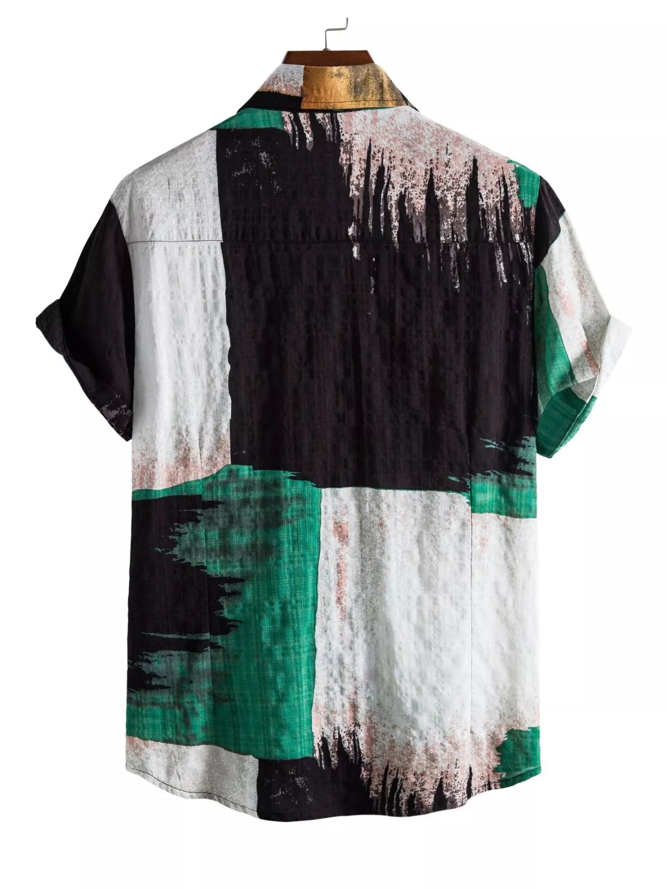 Men's Plus Size Color Block Button Up Shirt