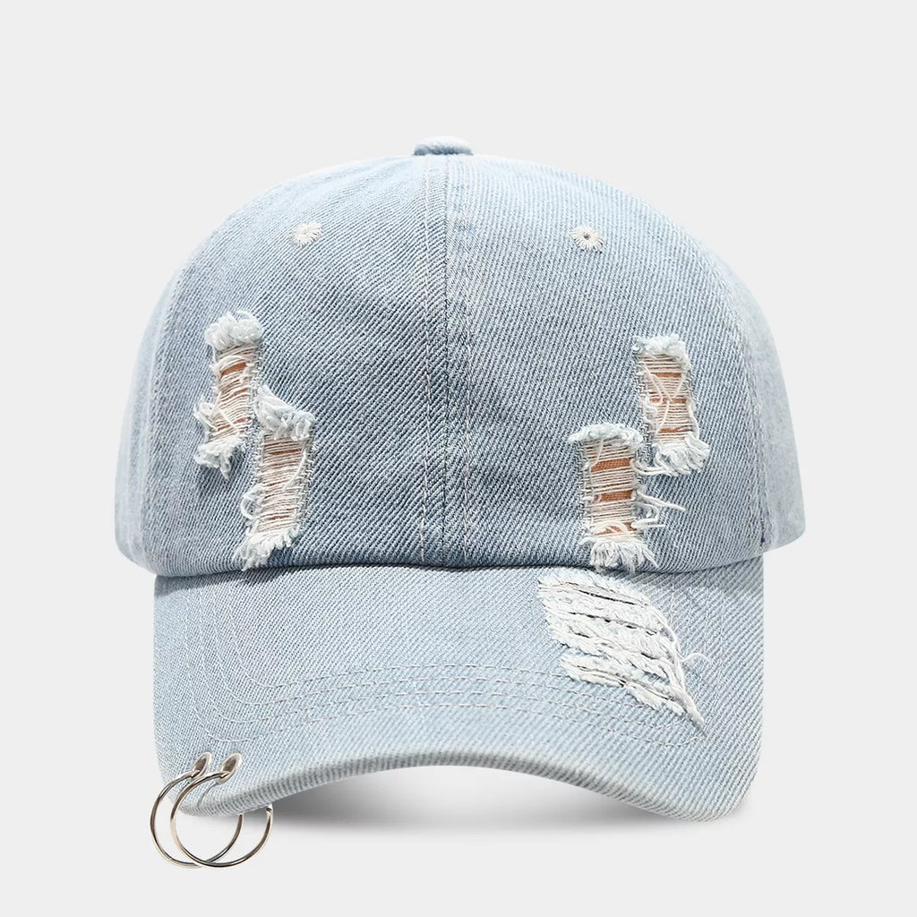 Distressed Denim Baseball Cap