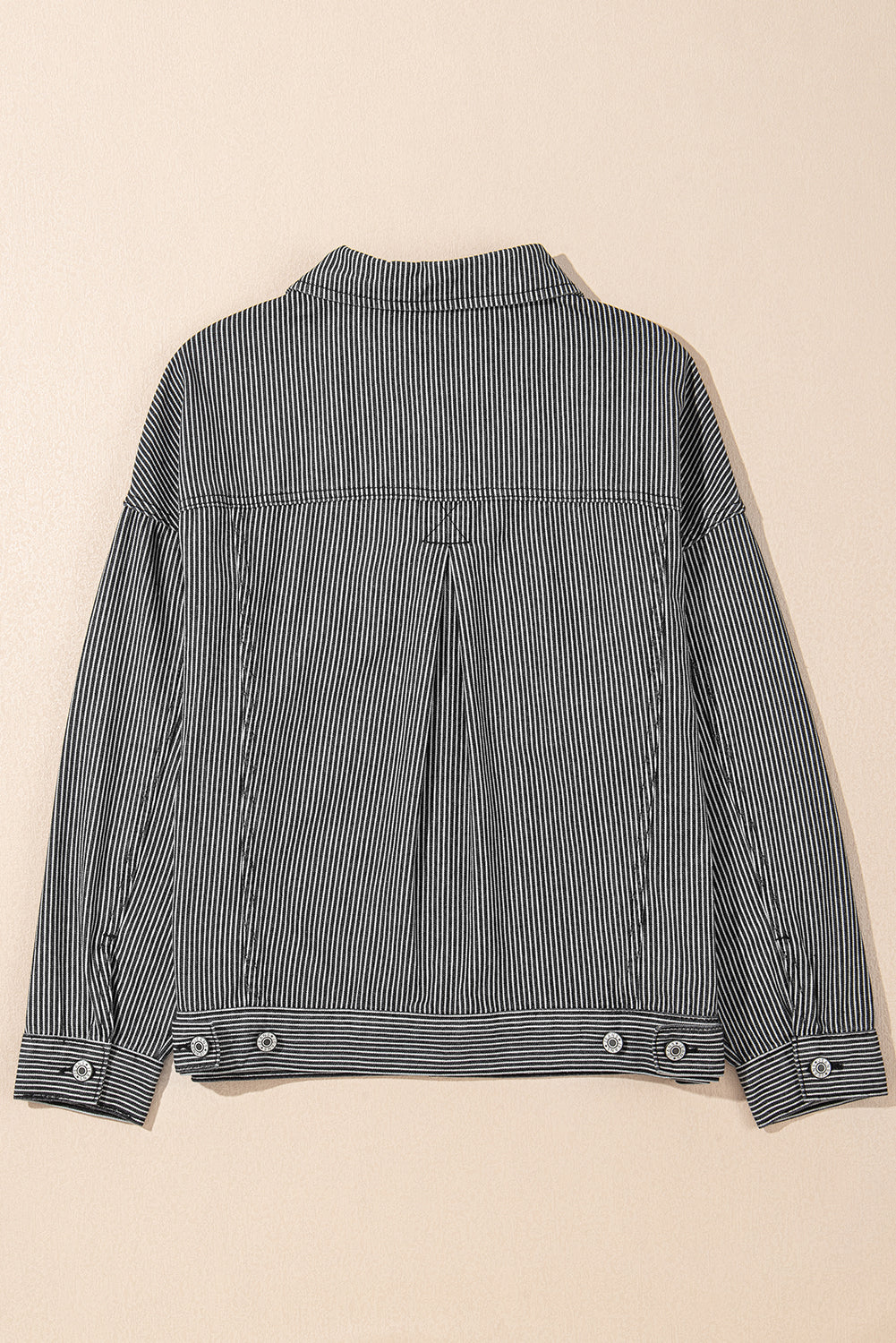 Stripe Denim Chest Pocket Oversize Jacket