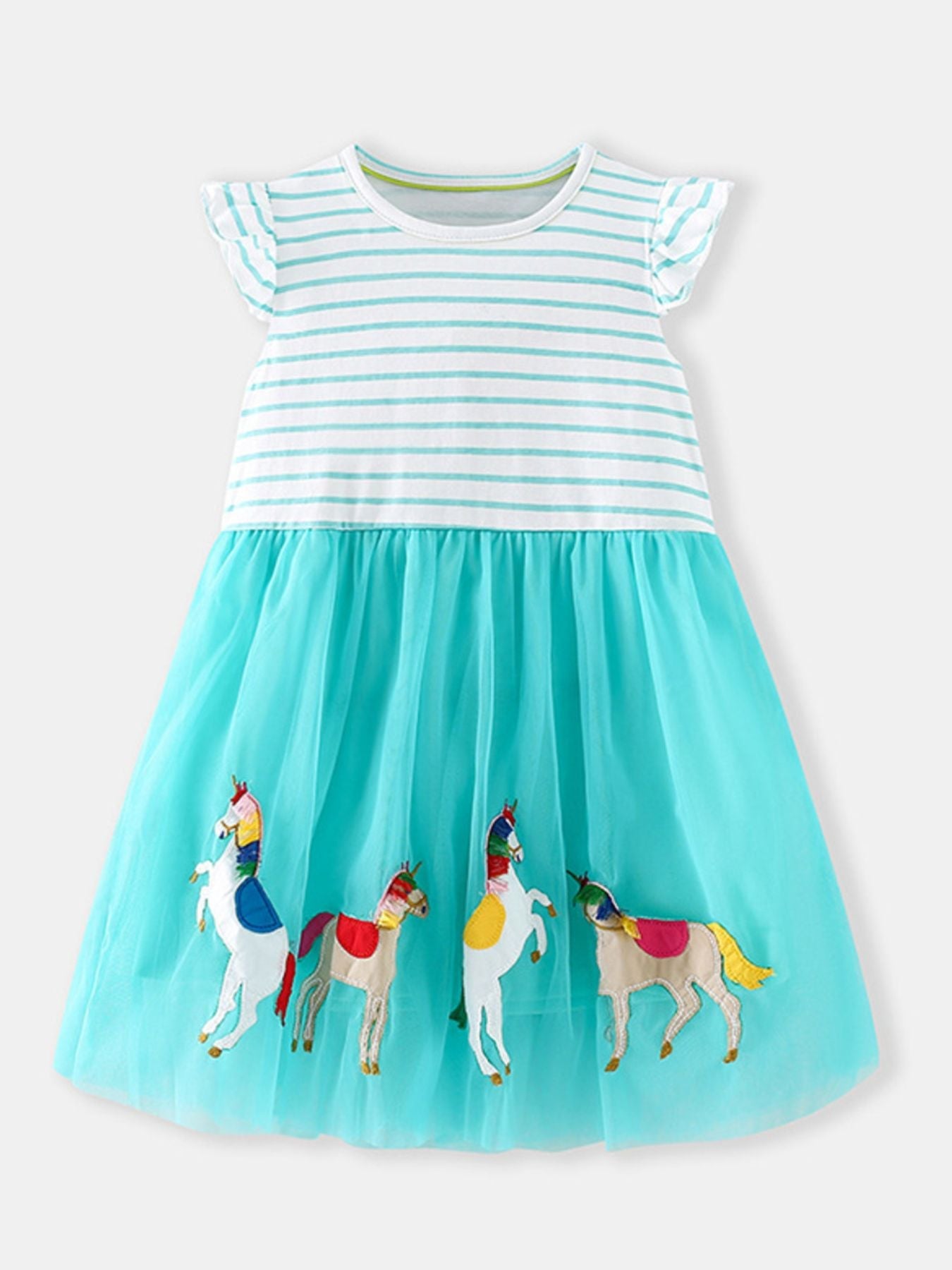 Children's Striped Unicorn Tulle Dress