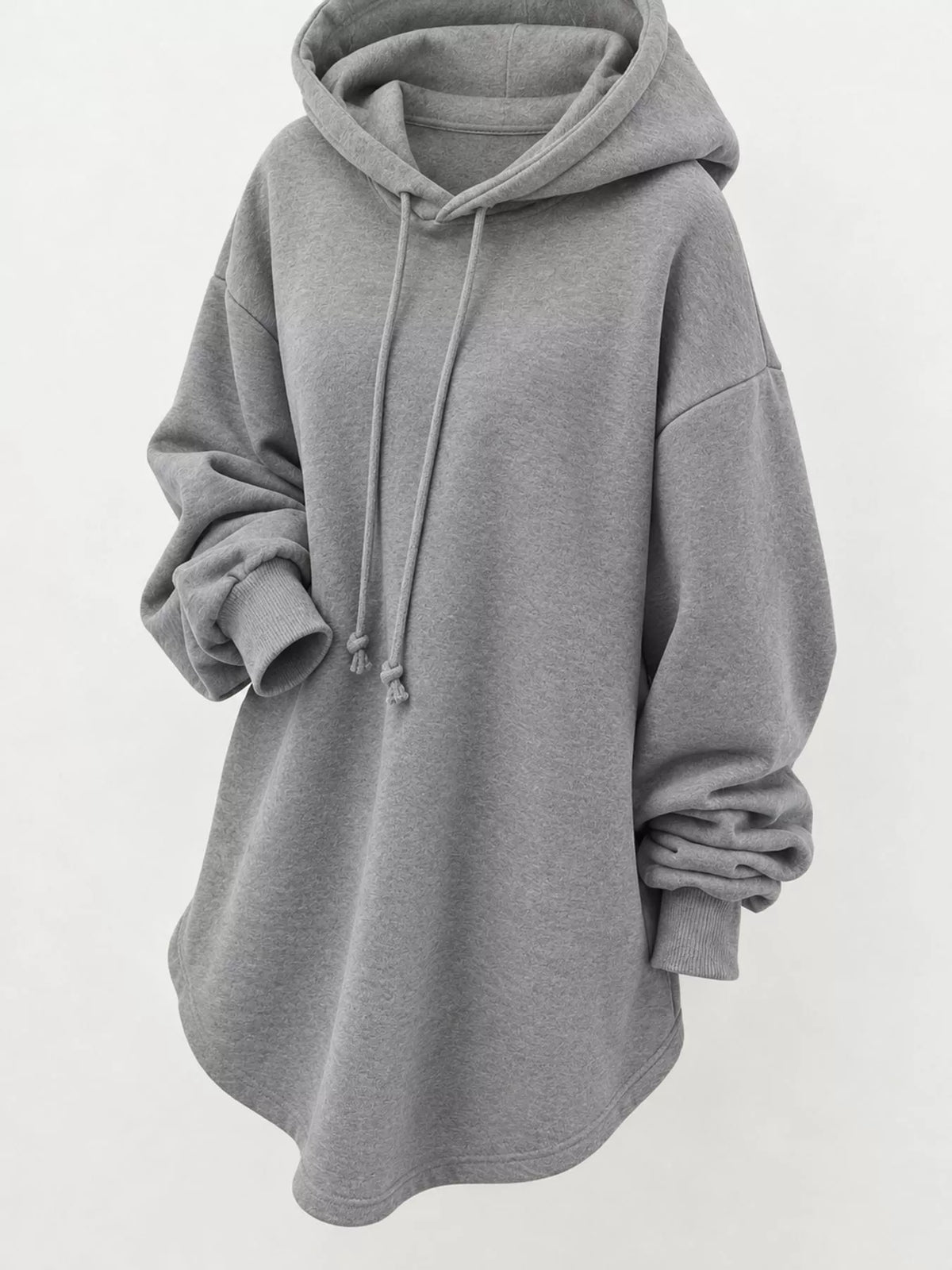 Full Size Drawstring Dropped Shoulder Hoodie Plus Size