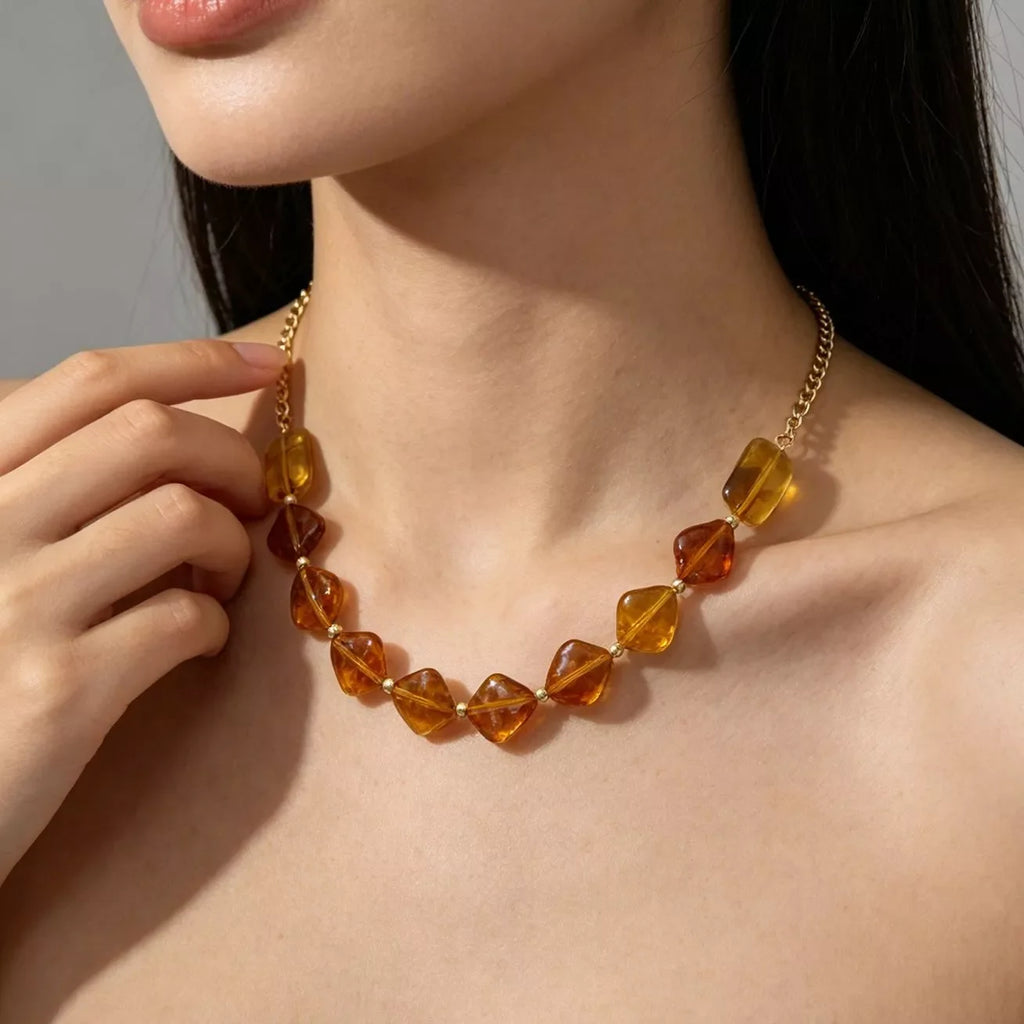 Geometric Acrylic Bead Necklace