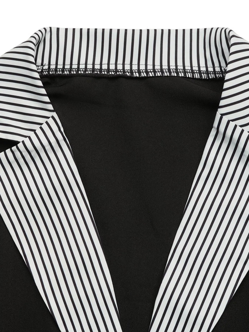 Contrast Striped Lapel Collar Blazer
