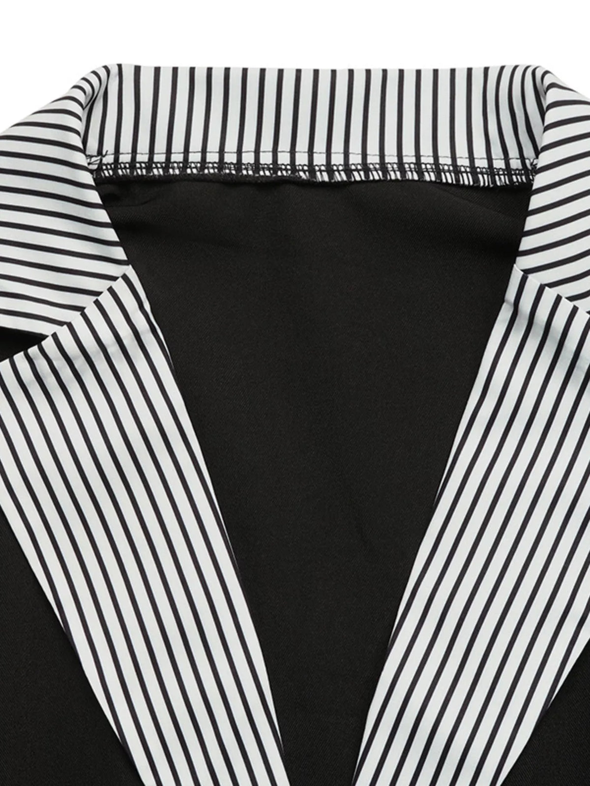 Contrast Striped Lapel Collar Blazer