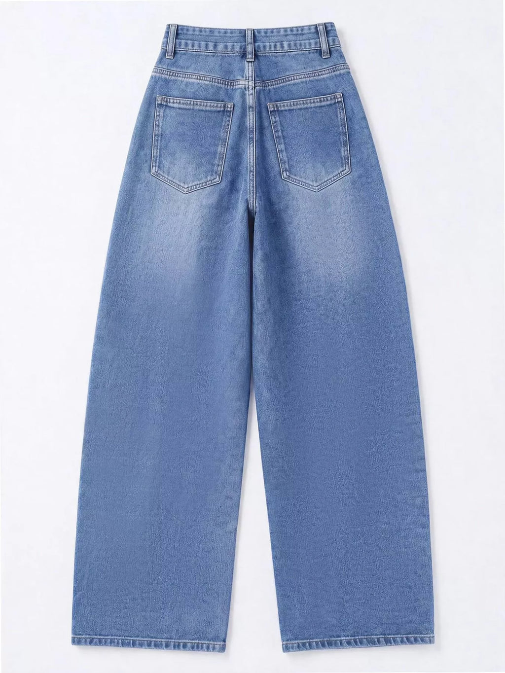 Decorative Button Wide Leg Jeans