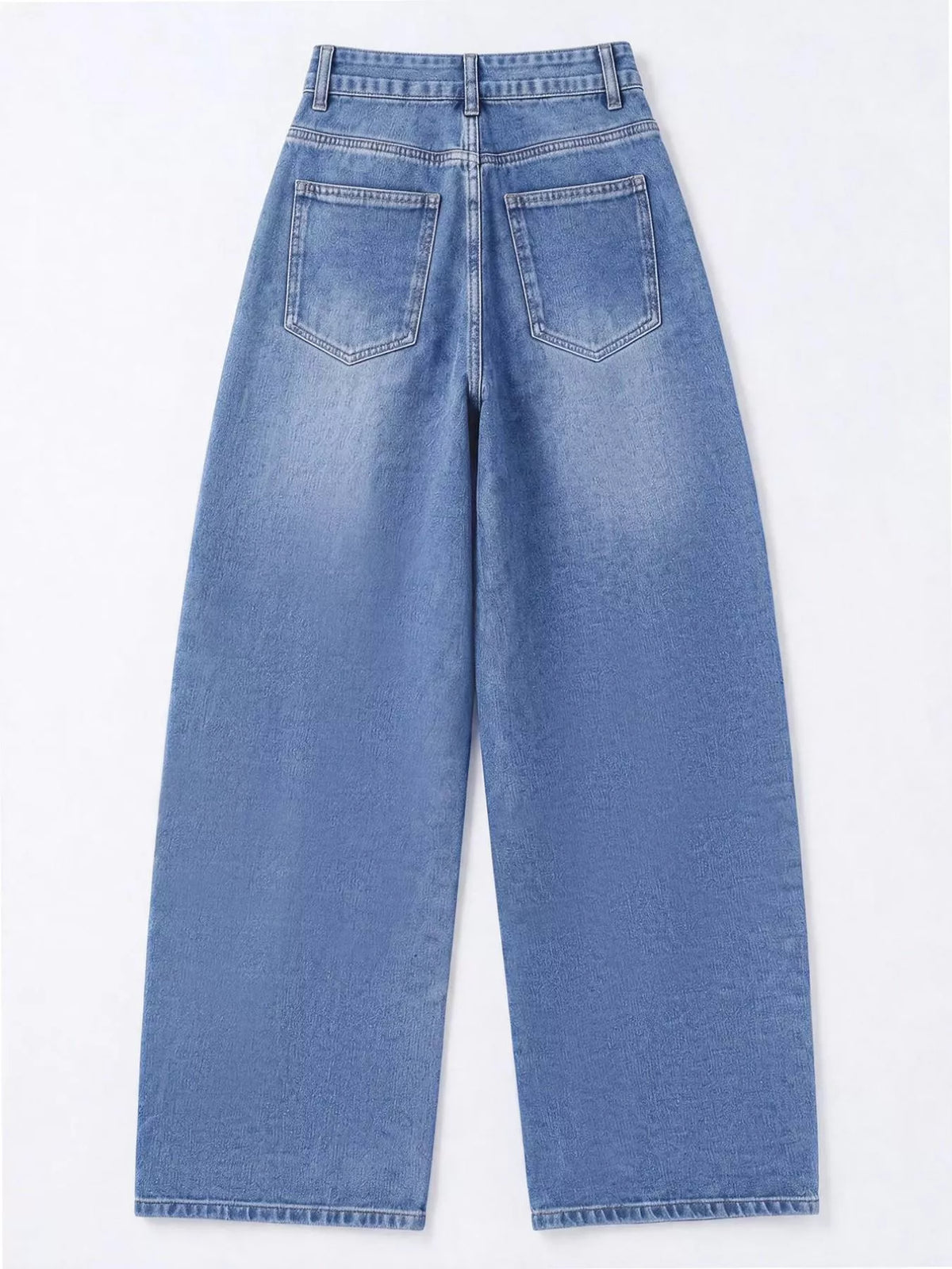 Decorative Button Wide Leg Jeans